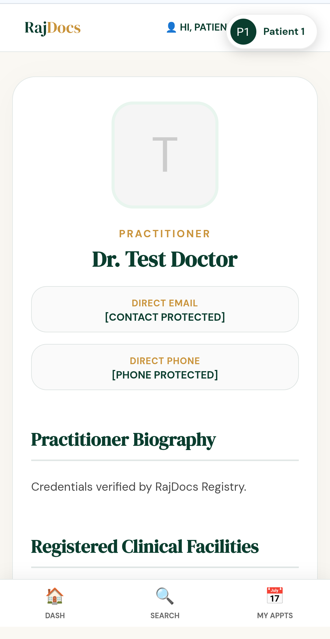 Doctor public profile